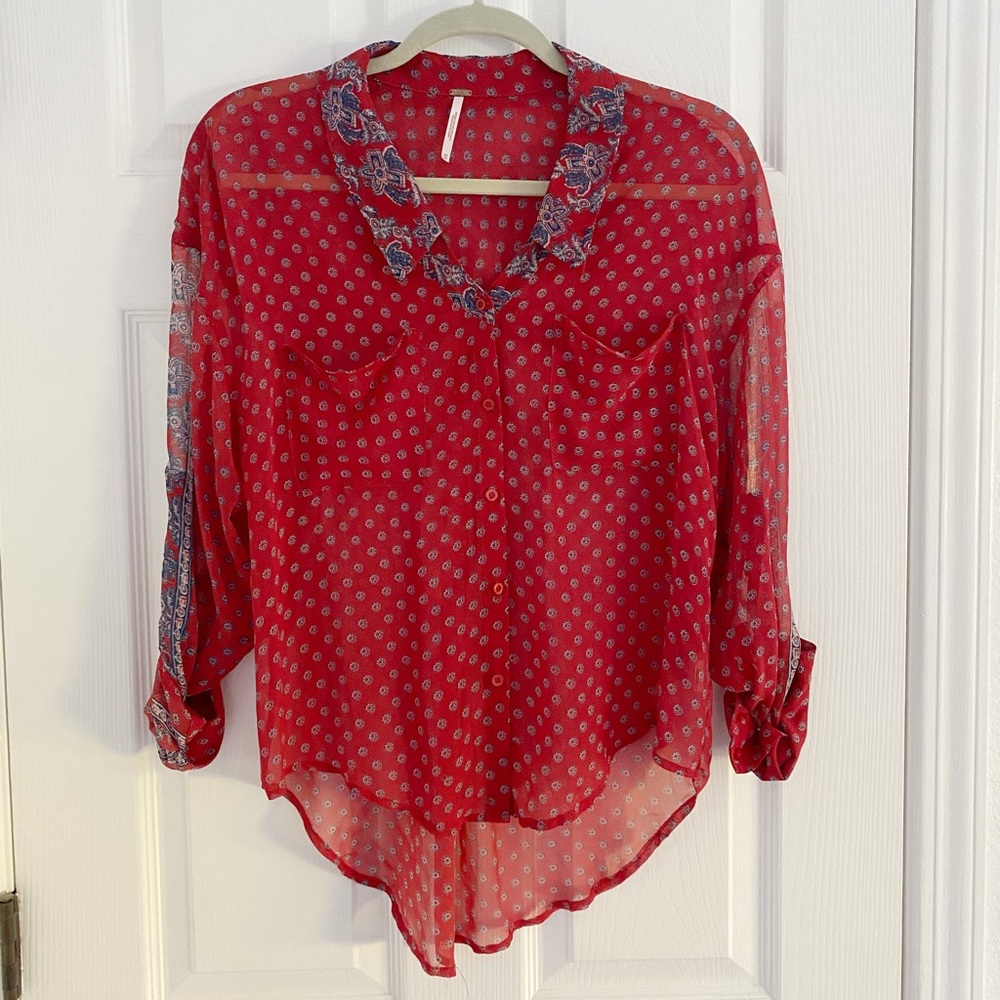 Free People Sheer Paisley Top